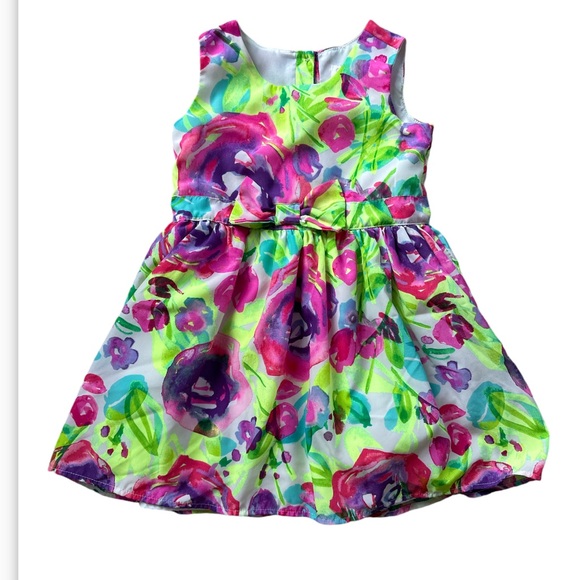 The Children’s Place Neon Floral Girls Party Dress Spring Flowers 3T Toddler - Picture 1 of 11